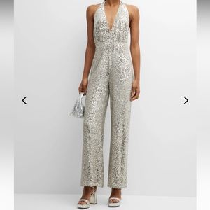 IN THE MOOD FOR LOVE - Lily Sequin Halter Jumpsuit - Size - S